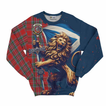 MacBean (MacBain) Tartan Family Crest Sweatshirt with Scottish Majestic Lion Unisex - Tartan Vibes Clothing