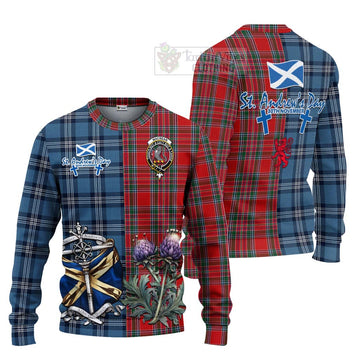 MacBean (MacBain) Tartan Knitted Sweater Happy St. Andrew's Day Half Tartan Style Unisex - Tartan Vibes Clothing