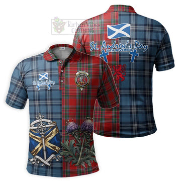 MacBean (MacBain) Tartan Polo Shirt Happy St. Andrew's Day Half Tartan Style Kid - Tartan Vibes Clothing
