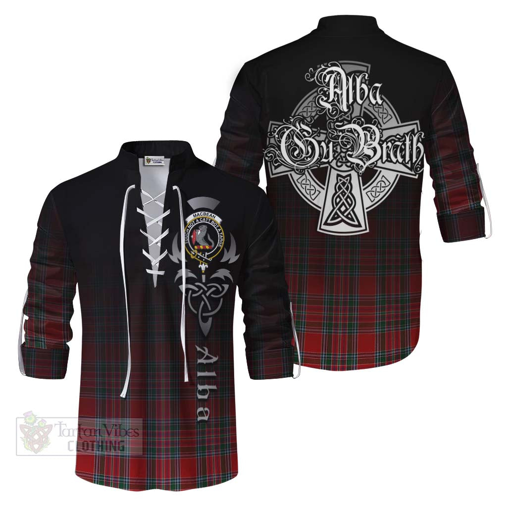 MacBean (MacBain) Tartan Ghillie Kilt Shirt Featuring Alba Gu Brath Family Crest Celtic Inspired Men - Tartan Vibes Clothing