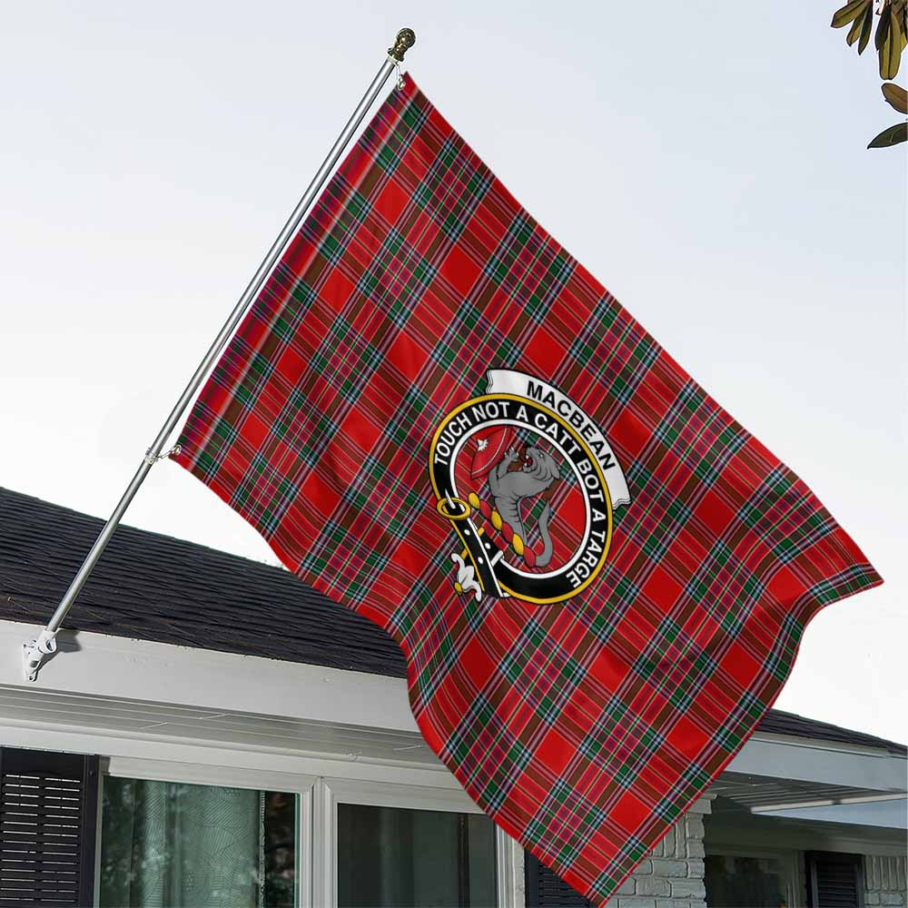 Tartan Vibes Clothing MacBean (MacBain) Tartan House Flag with Family Crest