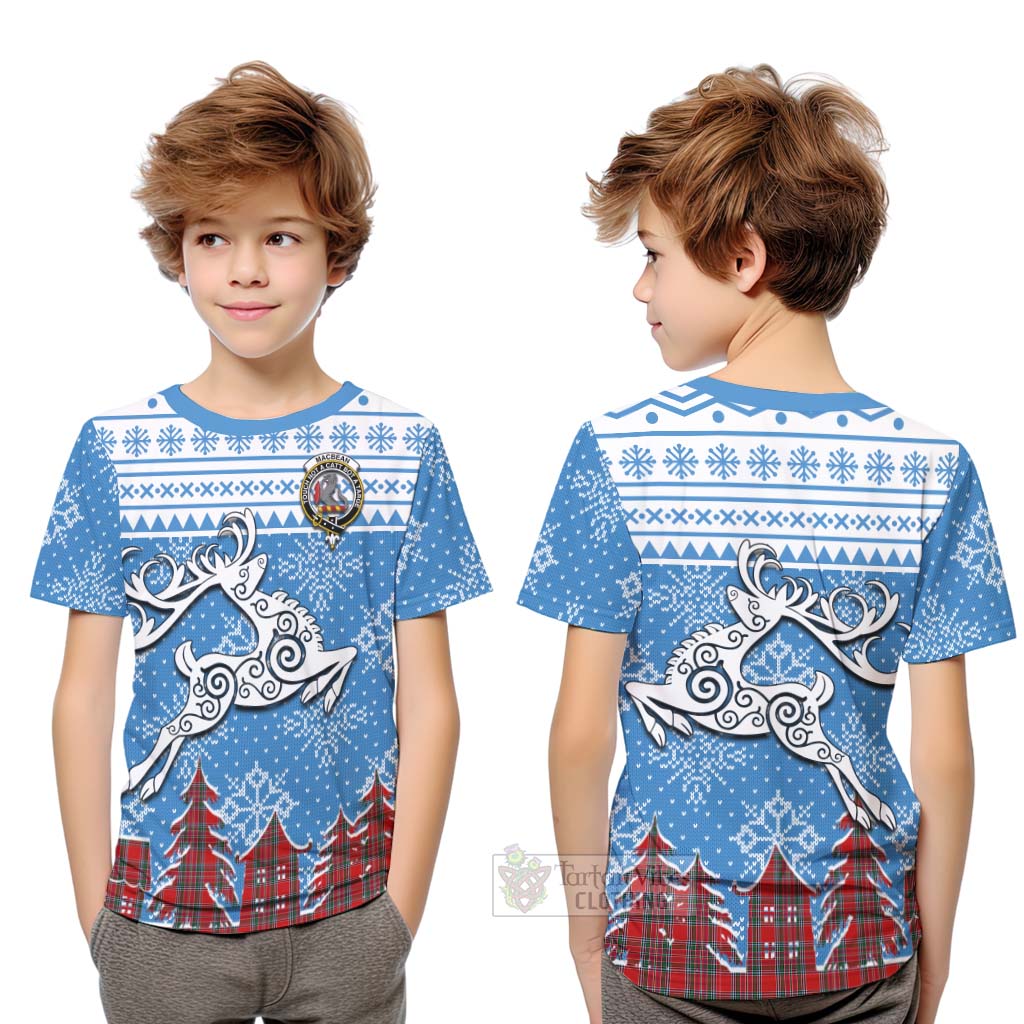 MacBean (MacBain) Clan Christmas Kid T-Shirt Celtic Reindeer Style Youth XL Size14 - Tartan Vibes Clothing