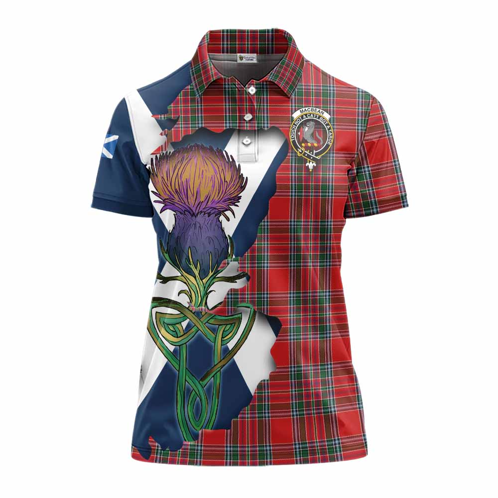 MacBean (MacBain) Tartan Family Crest Women's Polo Shirt Scottish Thistle Celtic Inspired Women - Tartan Vibes Clothing