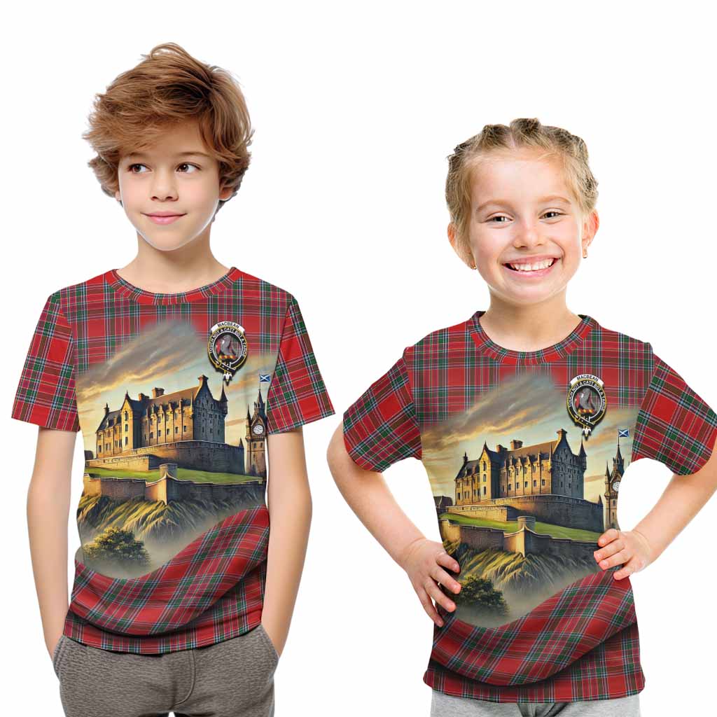 MacBean (MacBain) Tartan Family Crest Kid T-Shirt with Scottish Ancient Castle Style Youth XL Size14 - Tartan Vibes Clothing