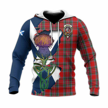 MacBean (MacBain) Tartan Family Crest Knitted Hoodie Scottish Thistle Celtic Inspired Unisex Knitted Pullover Hoodie - Tartan Vibes Clothing