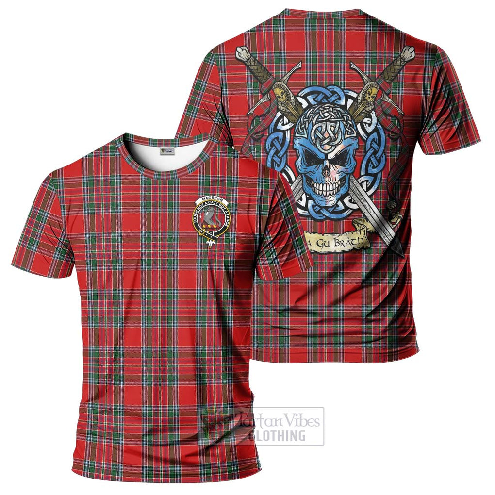 MacBean (MacBain) Tartan T-Shirt with Family Crest Celtic Skull Style Kid's Shirt - Tartan Vibes Clothing