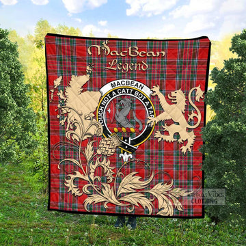Tartan Vibes Clothing MacBean (MacBain) Tartan Quilt with Family Crest and Scottish Symbol Style