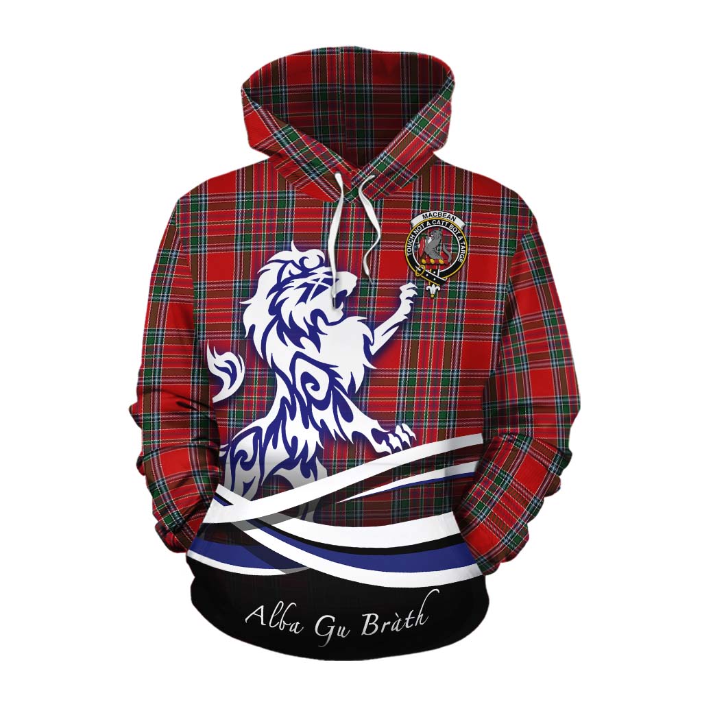 MacBean (MacBain) Tartan Cotton Hoodie with Alba Gu Brath Regal Lion Emblem Pullover Hoodie XS - Tartan Vibes Clothing