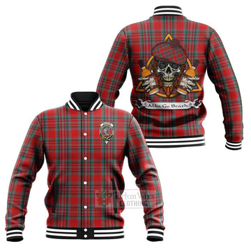 MacBean (MacBain) Tartan Baseball Jacket with Family Crest and Bearded Skull Holding Bottles of Whiskey Unisex - Tartan Vibes Clothing