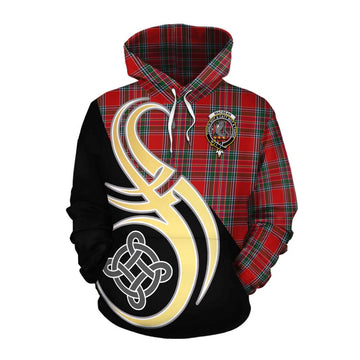 MacBean (MacBain) Tartan Cotton Hoodie with Family Crest and Celtic Symbol Style Pullover Hoodie XS - Tartan Vibes Clothing