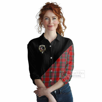 MacBean (MacBain) Tartan Women's Casual Shirt with Family Crest and Military Logo Style Female - Tartan Vibes Clothing
