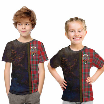 MacBean (MacBain) Tartan Family Crest Kid T-Shirt Alba Gu Brath Be Brave Lion Ancient Style