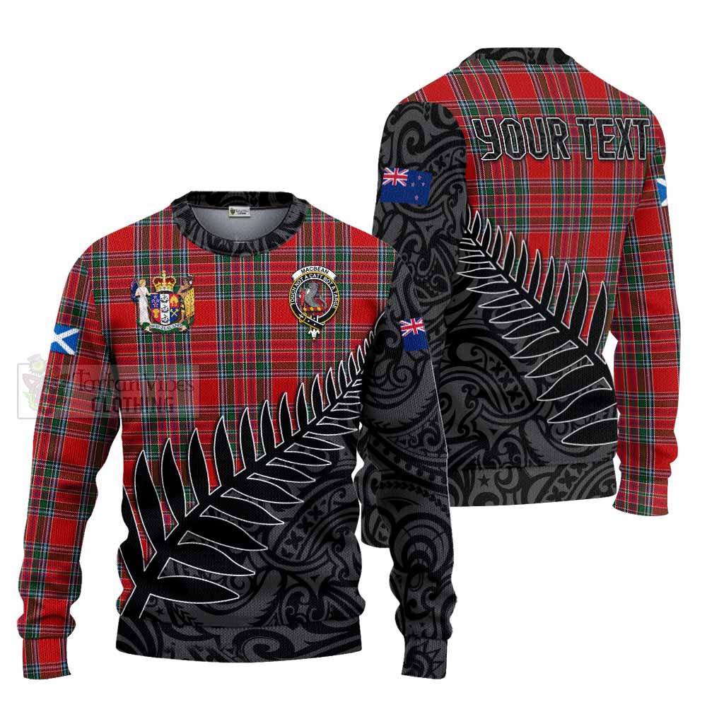 Tartan Vibes Clothing MacBean (MacBain) Crest Tartan Knitted Sweater with New Zealand Silver Fern Half Style