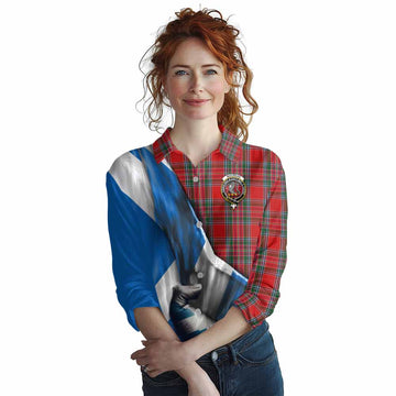 MacBean (MacBain) Tartan Women's Casual Shirt with Family Crest Scotland Patriotic Style Female - Tartan Vibes Clothing