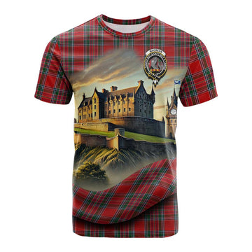 Tartan Vibes Clothing MacBean (MacBain) Tartan Family Crest Cotton T-shirt with Scottish Ancient Castle Style