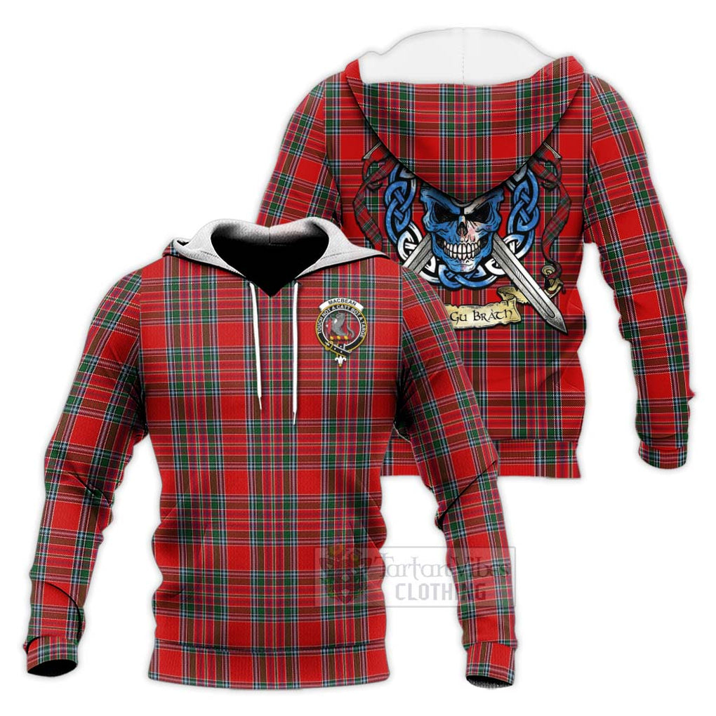 MacBean (MacBain) Tartan Knitted Hoodie with Family Crest Celtic Skull Style Unisex Knitted Pullover Hoodie - Tartan Vibes Clothing