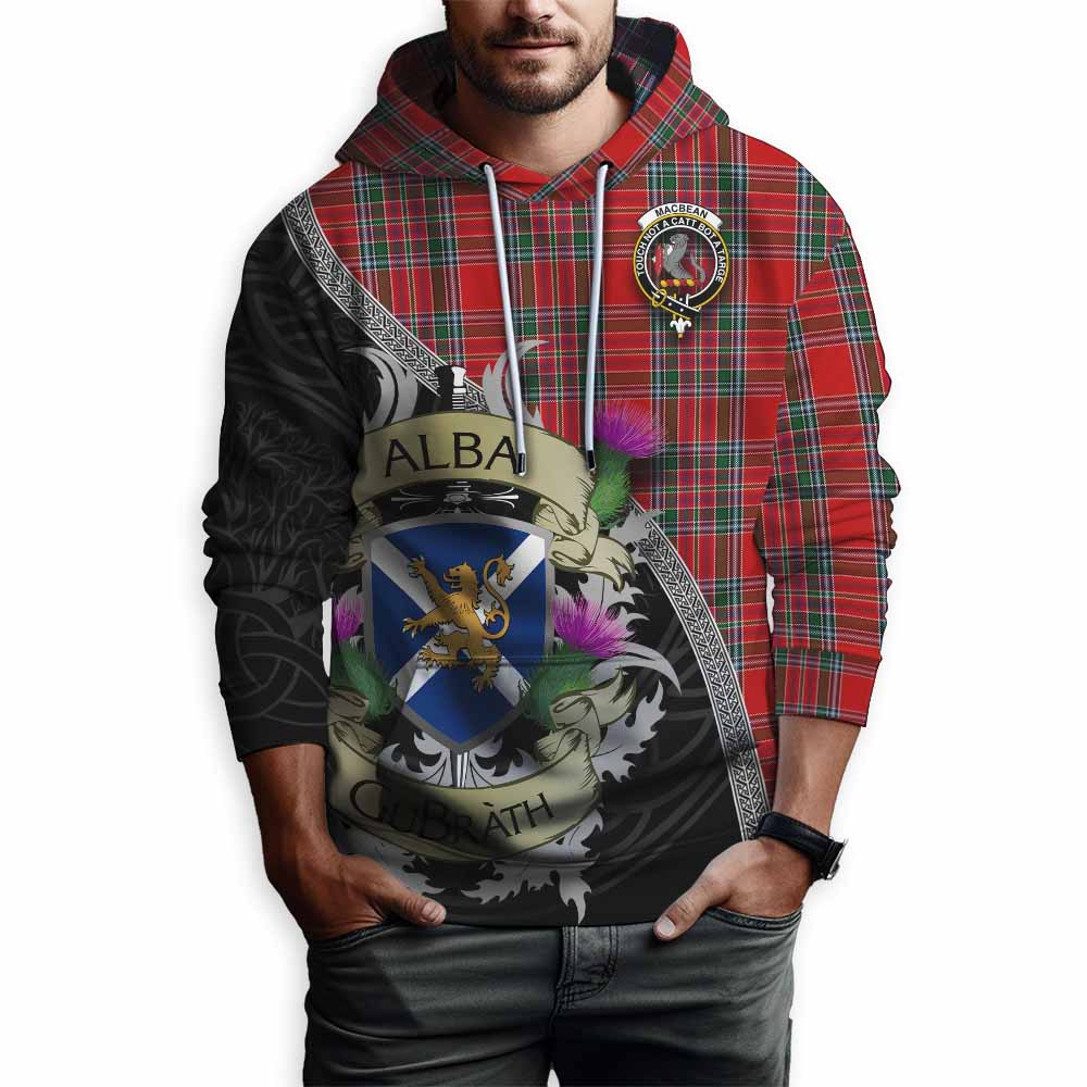 MacBean (MacBain) Tartan Family Crest Hoodie Lion Rampant Royal Thistle Shield Celtic Inspired Pullover Hoodie - Tartan Vibes Clothing