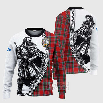 MacBean (MacBain) Tartan Clan Crest Knitted Sweater with Highlander Warrior Celtic Style Unisex - Tartan Vibes Clothing