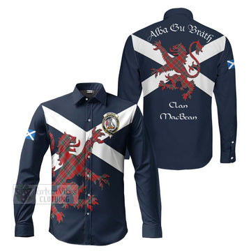 MacBean (MacBain) Tartan Lion Rampant Long Sleeve Button Shirt Proudly Display Your Heritage with Alba Gu Brath and Clan Name Men's Shirt S - Tartan Vibes Clothing