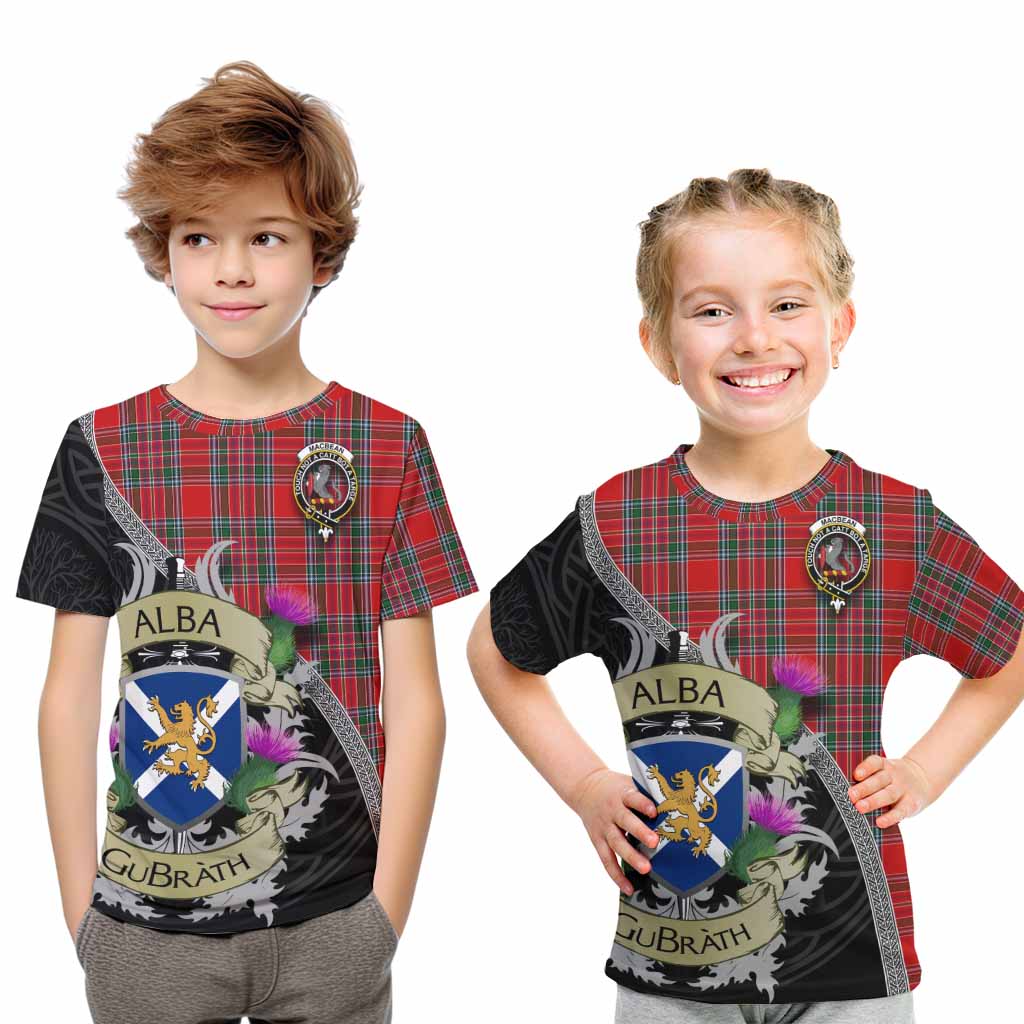 MacBean (MacBain) Tartan Family Crest Kid T-Shirt Lion Rampant Royal Thistle Shield Celtic Inspired Youth XL Size14 - Tartan Vibes Clothing