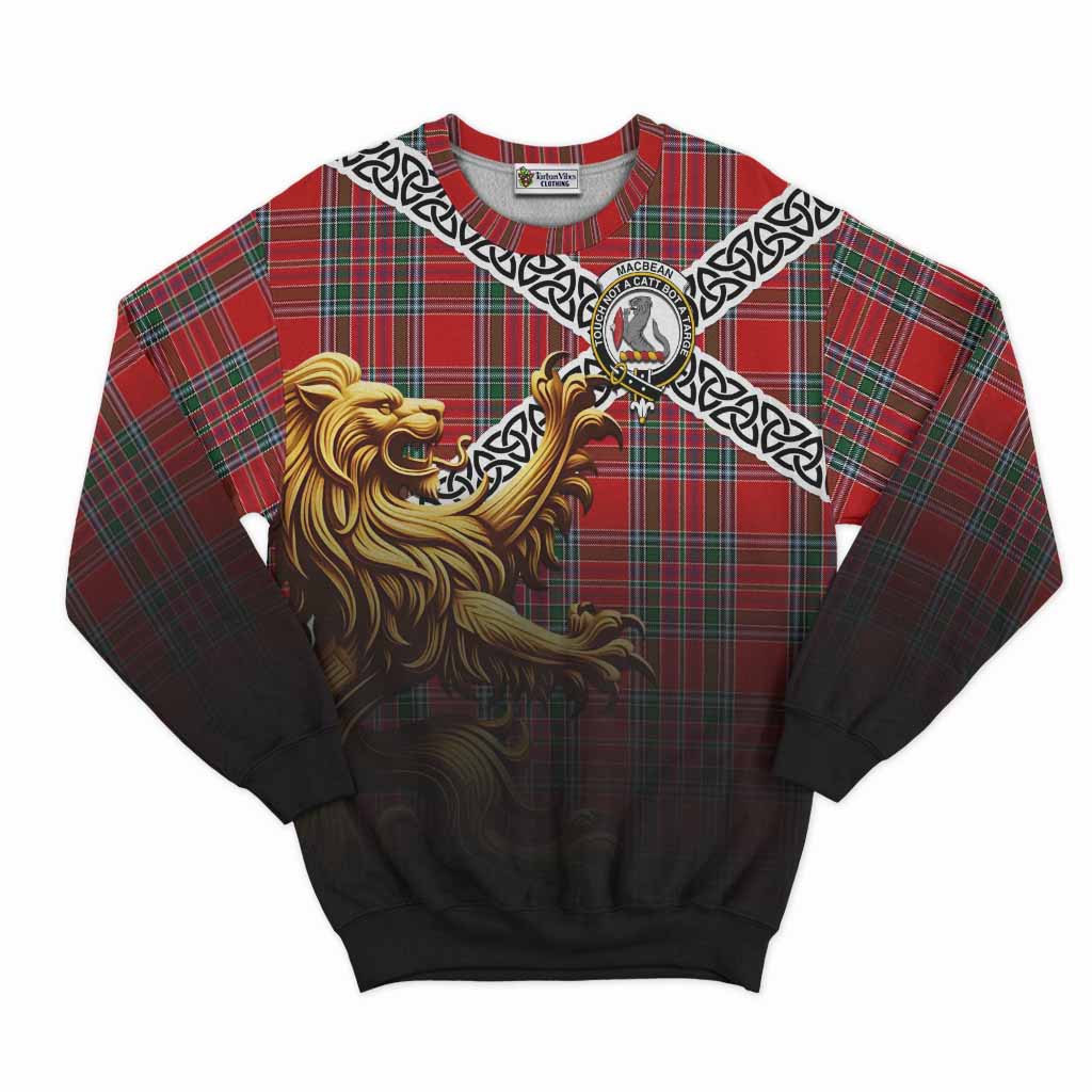 MacBean (MacBain) Crest Tartan Sweatshirt with Golden Lion Emblem Celtic Style Unisex - Tartan Vibes Clothing