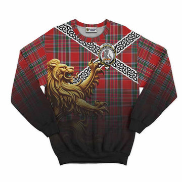 MacBean (MacBain) Crest Tartan Sweatshirt with Golden Lion Emblem Celtic Style Unisex - Tartan Vibes Clothing