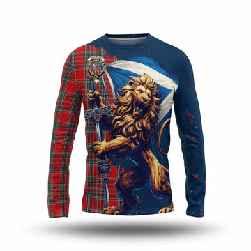 MacBean (MacBain) Tartan Family Crest Long Sleeve T-Shirt with Scottish Majestic Lion Unisex - Tartan Vibes Clothing
