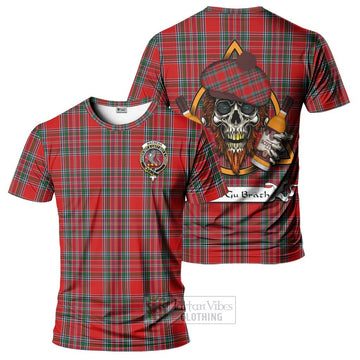 MacBean (MacBain) Tartan T-Shirt with Family Crest and Bearded Skull Holding Bottles of Whiskey Kid's Shirt - Tartan Vibes Clothing