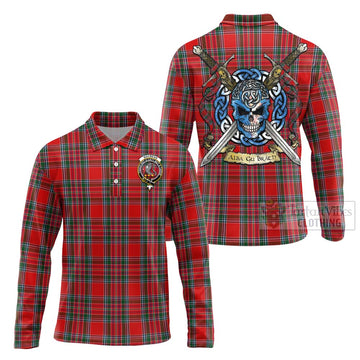 MacBean (MacBain) Tartan Long Sleeve Polo Shirt with Family Crest Celtic Skull Style Unisex - Tartan Vibes Clothing