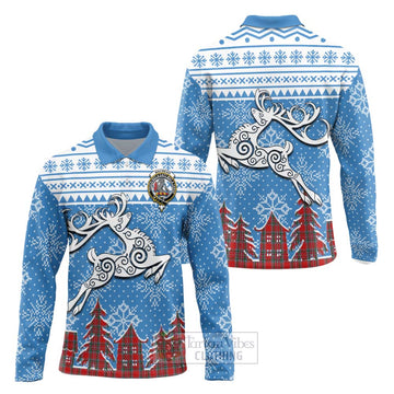 MacBean (MacBain) Clan Christmas Long Sleeve Polo Shirt Celtic Reindeer Style Unisex - Tartan Vibes Clothing