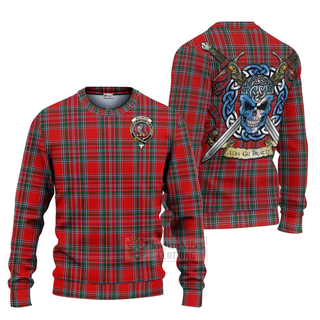 MacBean (MacBain) Tartan Ugly Sweater with Family Crest Celtic Skull Style Unisex - Tartan Vibes Clothing