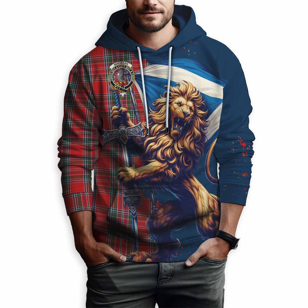 MacBean (MacBain) Tartan Family Crest Hoodie with Scottish Majestic Lion Zip Hoodie - Tartan Vibes Clothing