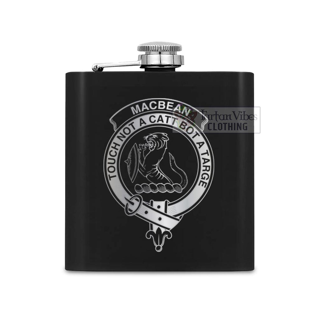 MacBean (MacBain) Crest Hip Flask Set 7oz Black Stainless Steel with A Gift Box One Size 7oz - 2D-tartanvibesclothing