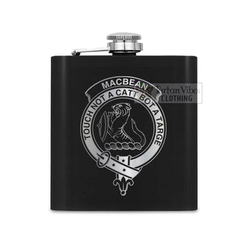 MacBean (MacBain) Crest Hip Flask Set 7oz Black Stainless Steel with A Gift Box One Size 7oz - 2D-tartanvibesclothing