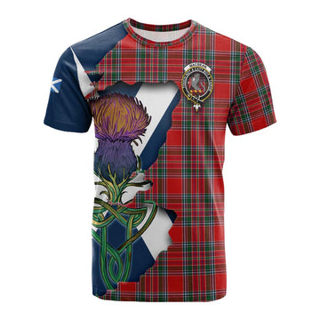 Tartan Vibes Clothing MacBean (MacBain) Tartan Family Crest Cotton T-shirt Scottish Thistle Celtic Inspired