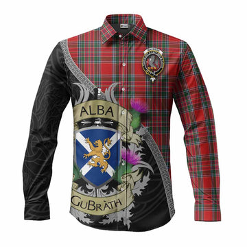 MacBean (MacBain) Tartan Family Crest Long Sleeve Button Shirt Lion Rampant Royal Thistle Shield Celtic Inspired Men's Shirt S - Tartan Vibes Clothing