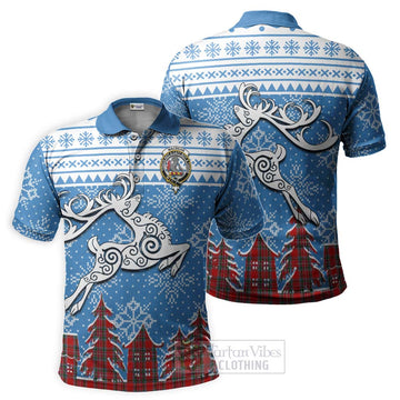 Tartan Vibes Clothing MacBean (MacBain) Clan Christmas Polo Shirt Celtic Reindeer Style