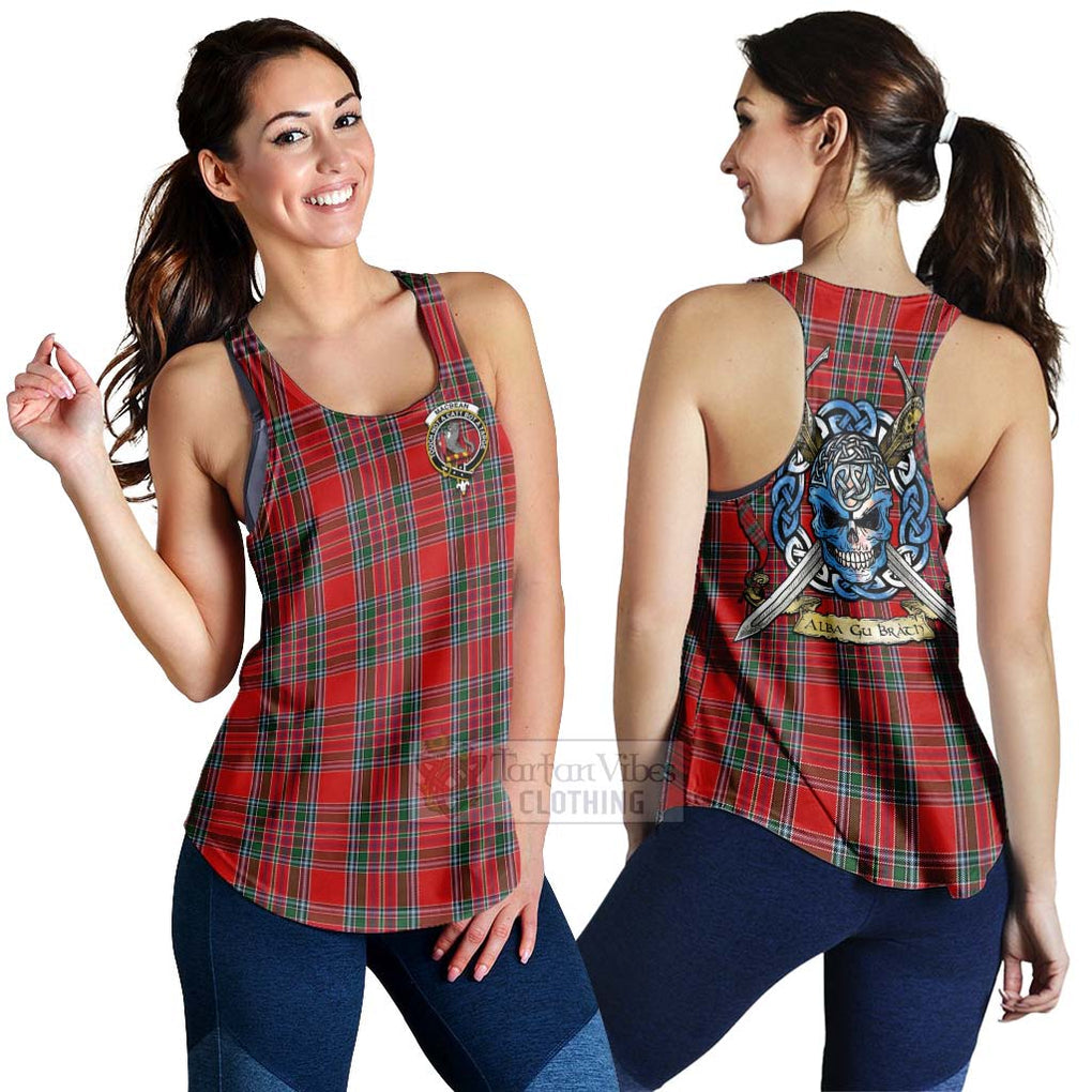 MacBean (MacBain) Tartan Women's Racerback Tanks with Family Crest Celtic Skull Style 4XL - Tartan Vibes Clothing