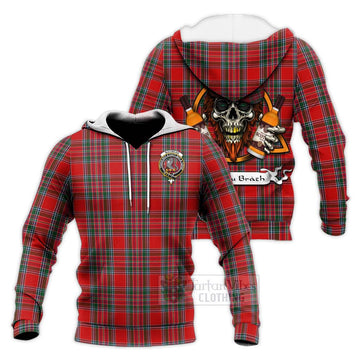MacBean (MacBain) Tartan Knitted Hoodie with Family Crest and Bearded Skull Holding Bottles of Whiskey Unisex Knitted Pullover Hoodie - Tartan Vibes Clothing