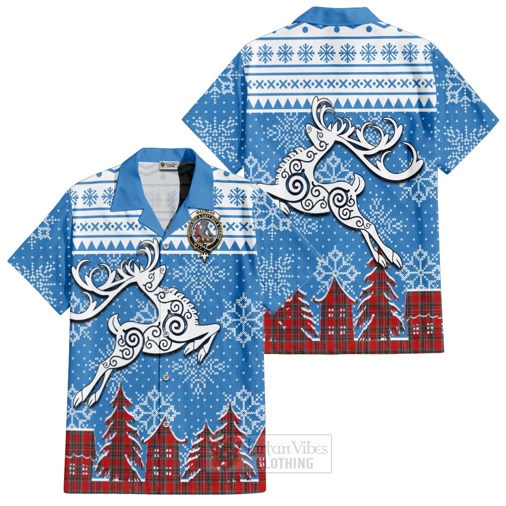 MacBean (MacBain) Clan Christmas Hawaiian Shirt Celtic Reindeer Style Kid - Tartan Vibes Clothing