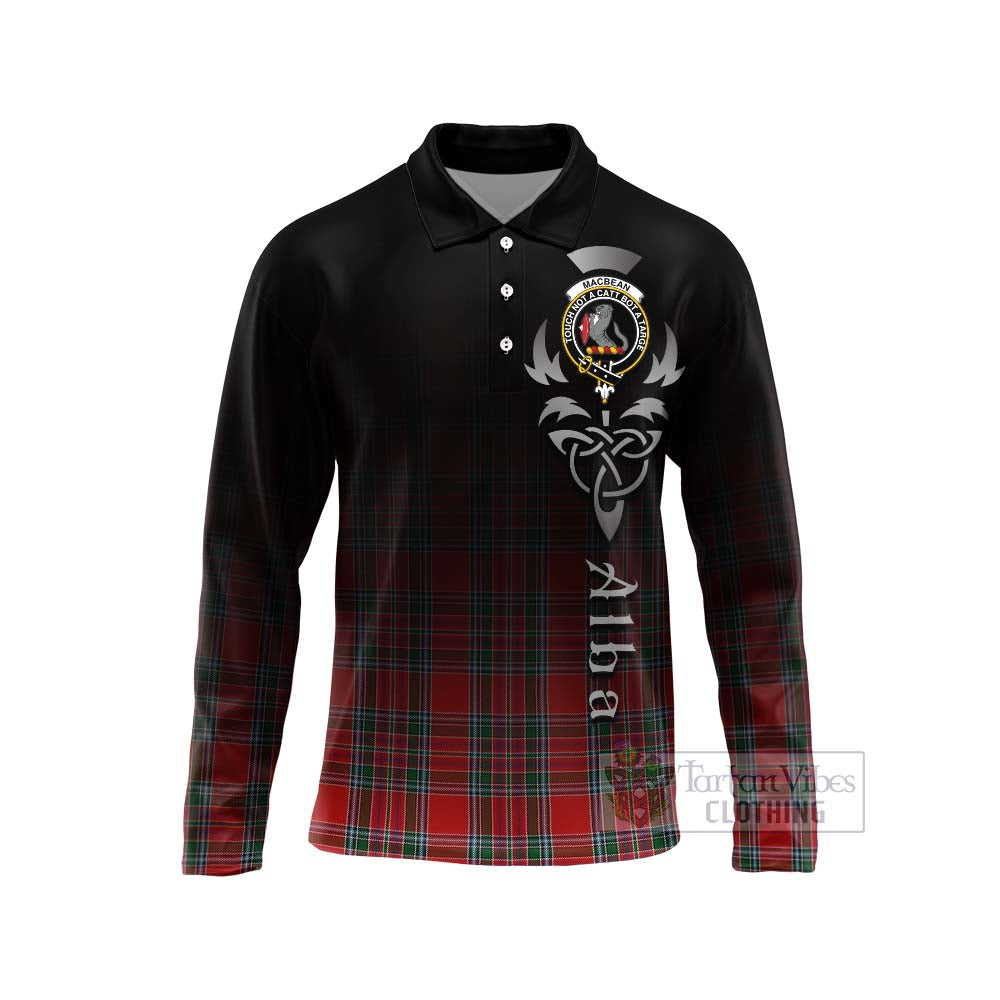 MacBean (MacBain) Tartan Long Sleeve Polo Shirt Featuring Alba Gu Brath Family Crest Celtic Inspired Unisex - Tartan Vibes Clothing