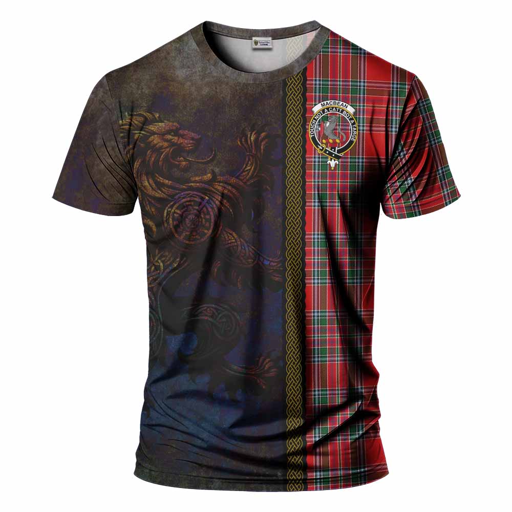 Tartan Vibes Clothing MacBean (MacBain) Tartan Family Crest T-Shirt Alba Gu Brath Be Brave Lion Ancient Style