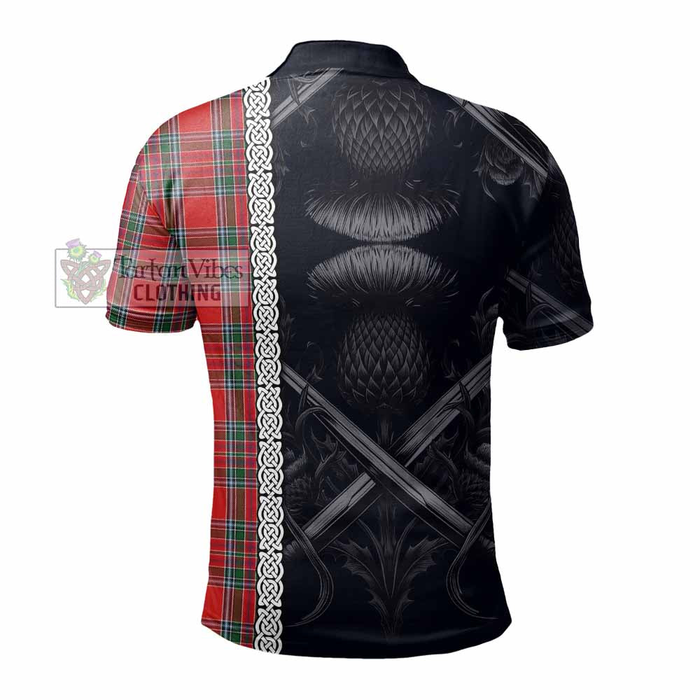 MacBean (MacBain) Tartan Polo Shirt with Family Crest Cross Sword Thistle Celtic Vibes - Tartan Vibes Clothing