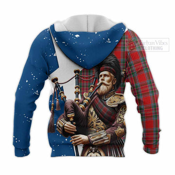 MacBean (MacBain) Tartan Knitted Hoodie with Family Crest Scottish Bagpiper Vibes - Tartan Vibes Clothing