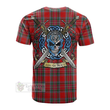 MacBean (MacBain) Tartan Cotton T-shirt with Family Crest Celtic Skull Style