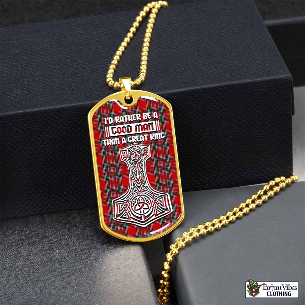 MacBean (MacBain) Tartan Dog Tag Necklace Viking Mjolnir Style Gold No - Tartan Vibes Clothing