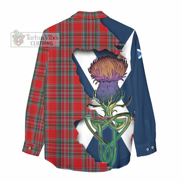 MacBean (MacBain) Tartan Family Crest Women's Casual Shirt Scottish Thistle Celtic Inspired - Tartan Vibes Clothing