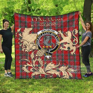 Tartan Vibes Clothing MacBean (MacBain) Tartan Quilt with Family Crest and Scottish Symbol Style