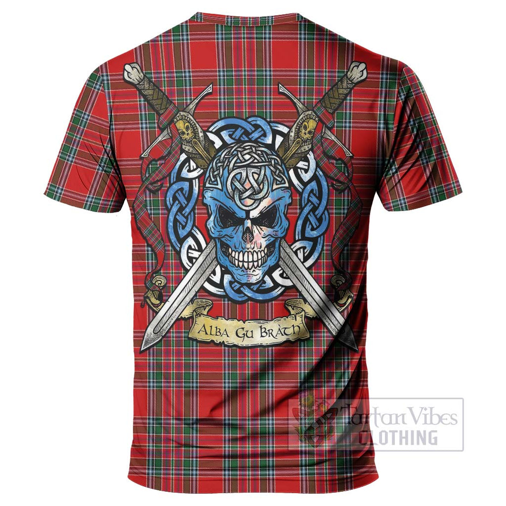MacBean (MacBain) Tartan T-Shirt with Family Crest Celtic Skull Style - Tartan Vibes Clothing