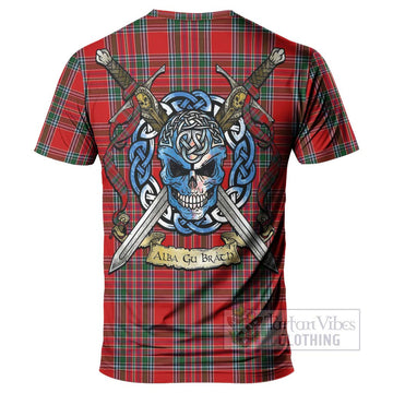 MacBean (MacBain) Tartan T-Shirt with Family Crest Celtic Skull Style - Tartan Vibes Clothing